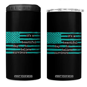 Sexual Assault Awareness 4 in 1 Can Cooler Tumbler It's a Beautiful Day To Believe Survivors TS14 One Size: 16 oz Black Print Your Wear