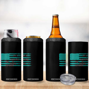 Sexual Assault Awareness 4 in 1 Can Cooler Tumbler It's a Beautiful Day To Believe Survivors TS14 Print Your Wear