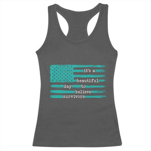 Sexual Assault Awareness Racerback Tank Top It's a Beautiful Day To Believe Survivors TS14 Dark Heather Print Your Wear