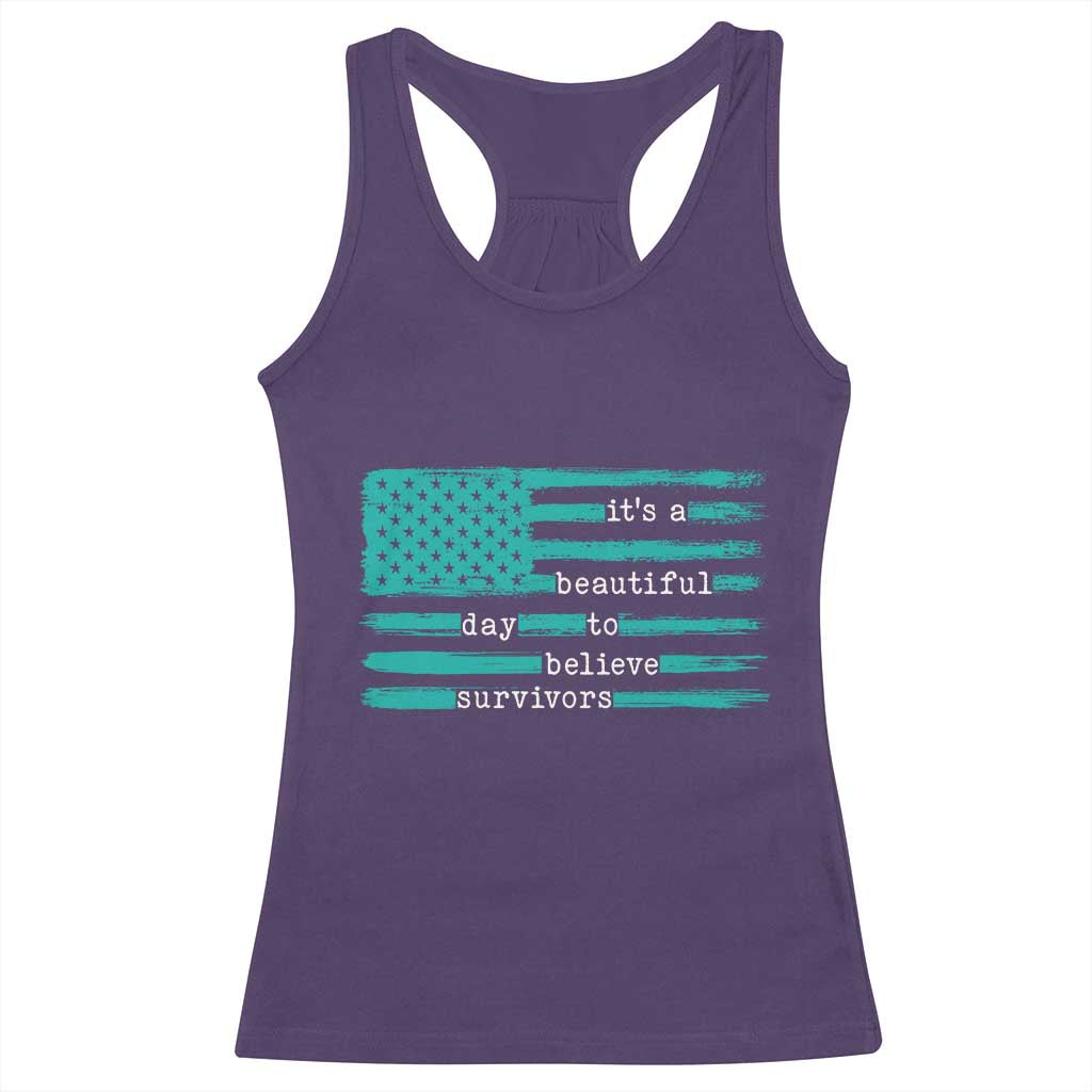 Sexual Assault Awareness Racerback Tank Top It's a Beautiful Day To Believe Survivors TS14 Purple Print Your Wear