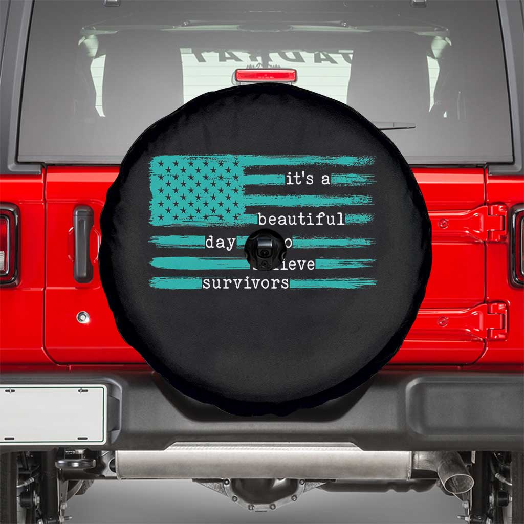 Sexual Assault Awareness Spare Tire Cover It's a Beautiful Day To Believe Survivors TS14 Black Print Your Wear