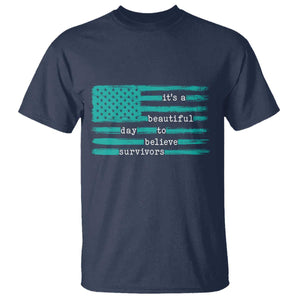 Sexual Assault Awareness T Shirt It's a Beautiful Day To Believe Survivors TS14 Navy Print Your Wear