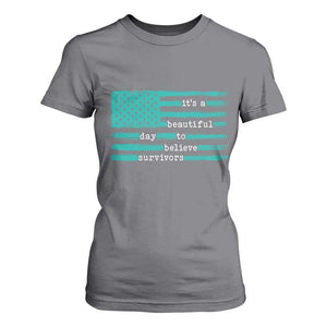 Sexual Assault Awareness T Shirt For Women It's a Beautiful Day To Believe Survivors TS14 Charcoal Print Your Wear