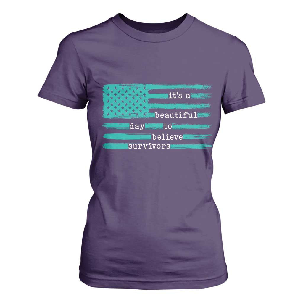 Sexual Assault Awareness T Shirt For Women It's a Beautiful Day To Believe Survivors TS14 Purple Print Your Wear