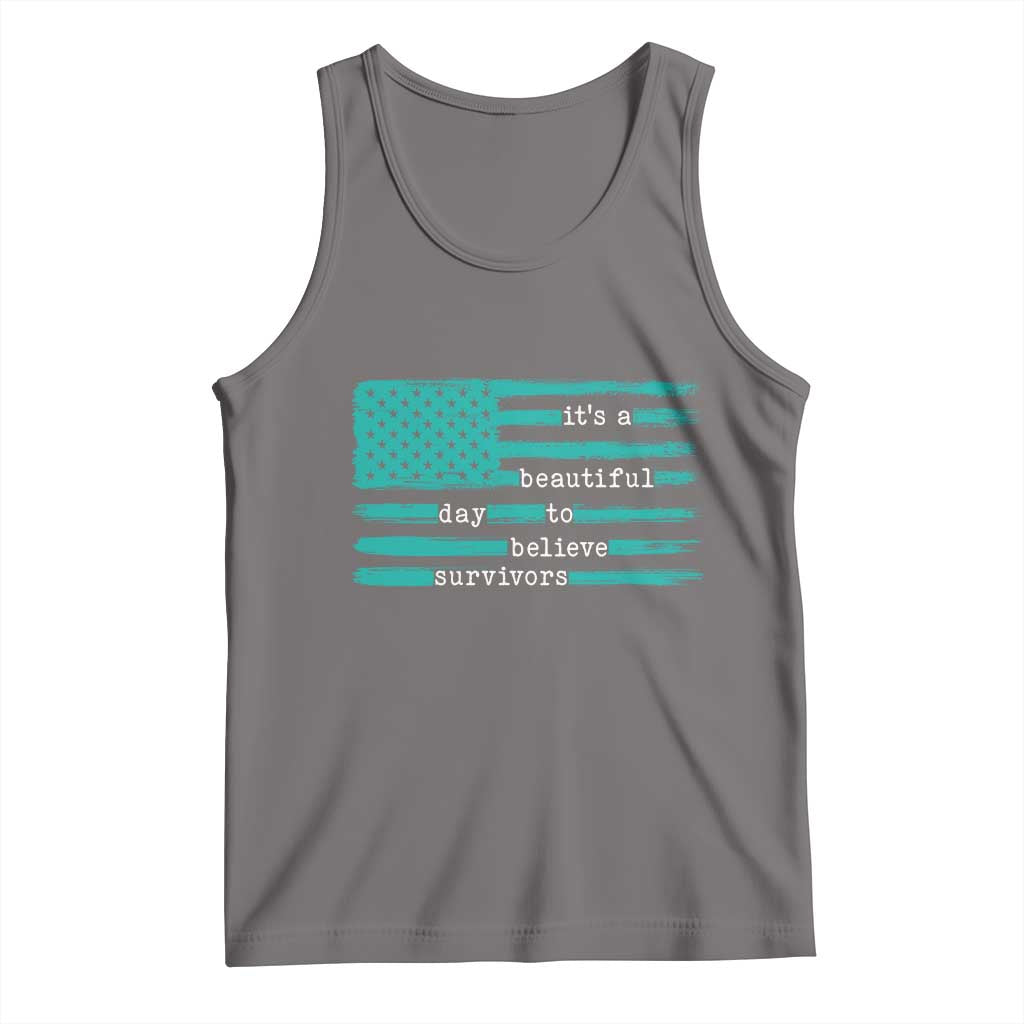 Sexual Assault Awareness Tank Top It's a Beautiful Day To Believe Survivors TS14 Deep Heather Print Your Wear