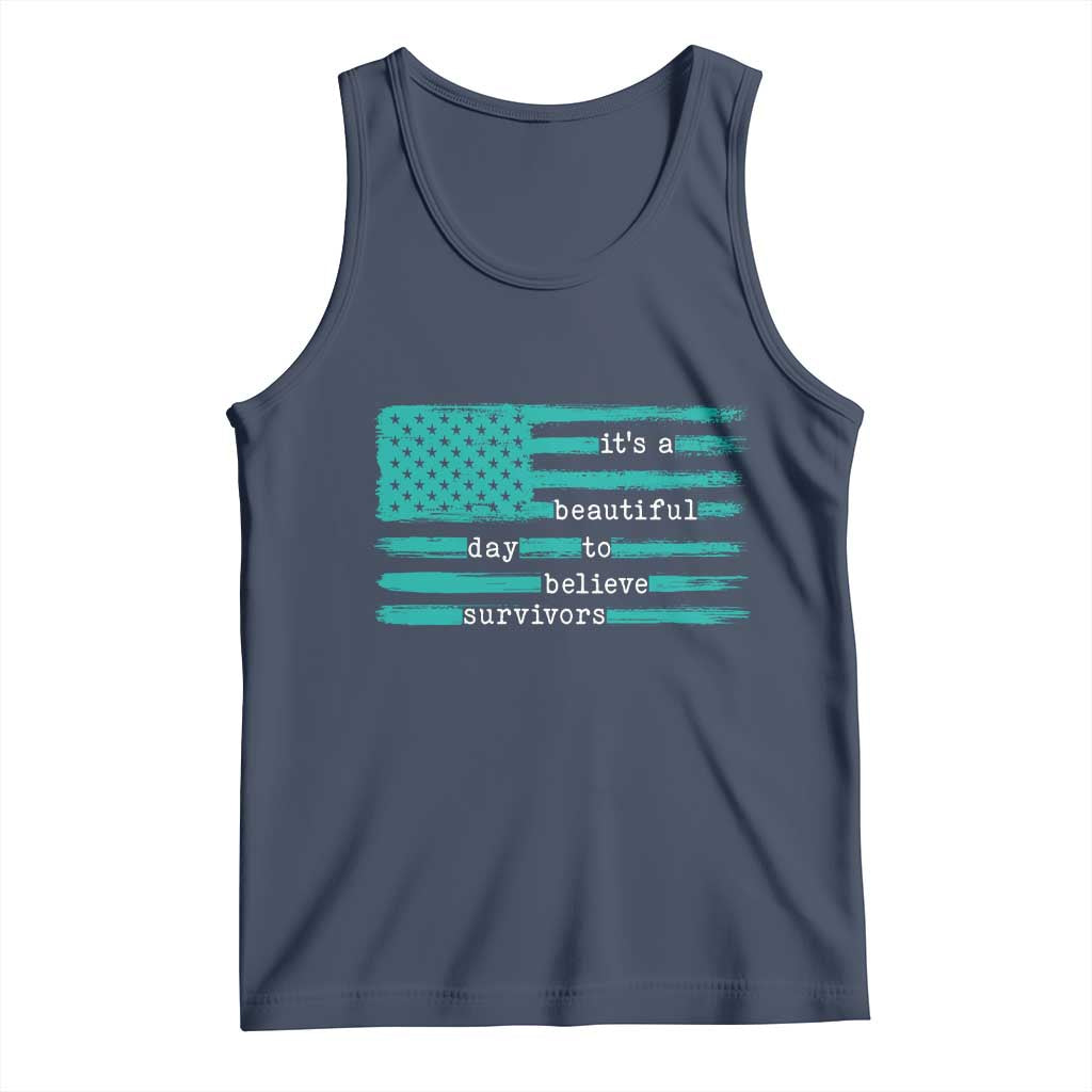 Sexual Assault Awareness Tank Top It's a Beautiful Day To Believe Survivors TS14 Navy Print Your Wear