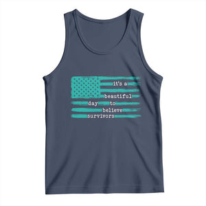 Sexual Assault Awareness Tank Top It's a Beautiful Day To Believe Survivors TS14 Navy Print Your Wear