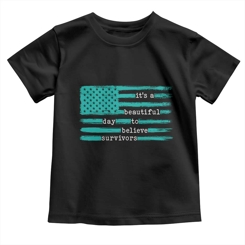 Sexual Assault Awareness Toddler T Shirt It's a Beautiful Day To Believe Survivors TS14 Black Print Your Wear