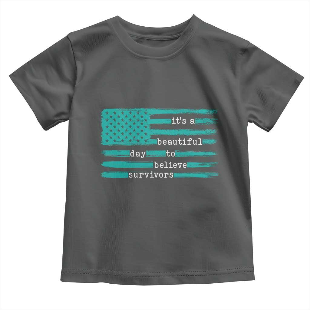 Sexual Assault Awareness Toddler T Shirt It's a Beautiful Day To Believe Survivors TS14 Dark Heather Print Your Wear