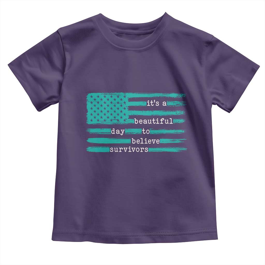 Sexual Assault Awareness Toddler T Shirt It's a Beautiful Day To Believe Survivors TS14 Purple Print Your Wear