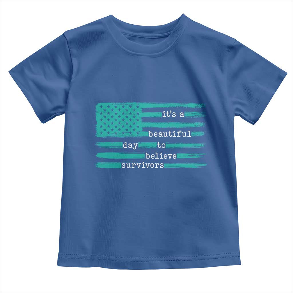 Sexual Assault Awareness Toddler T Shirt It's a Beautiful Day To Believe Survivors TS14 Royal Blue Print Your Wear