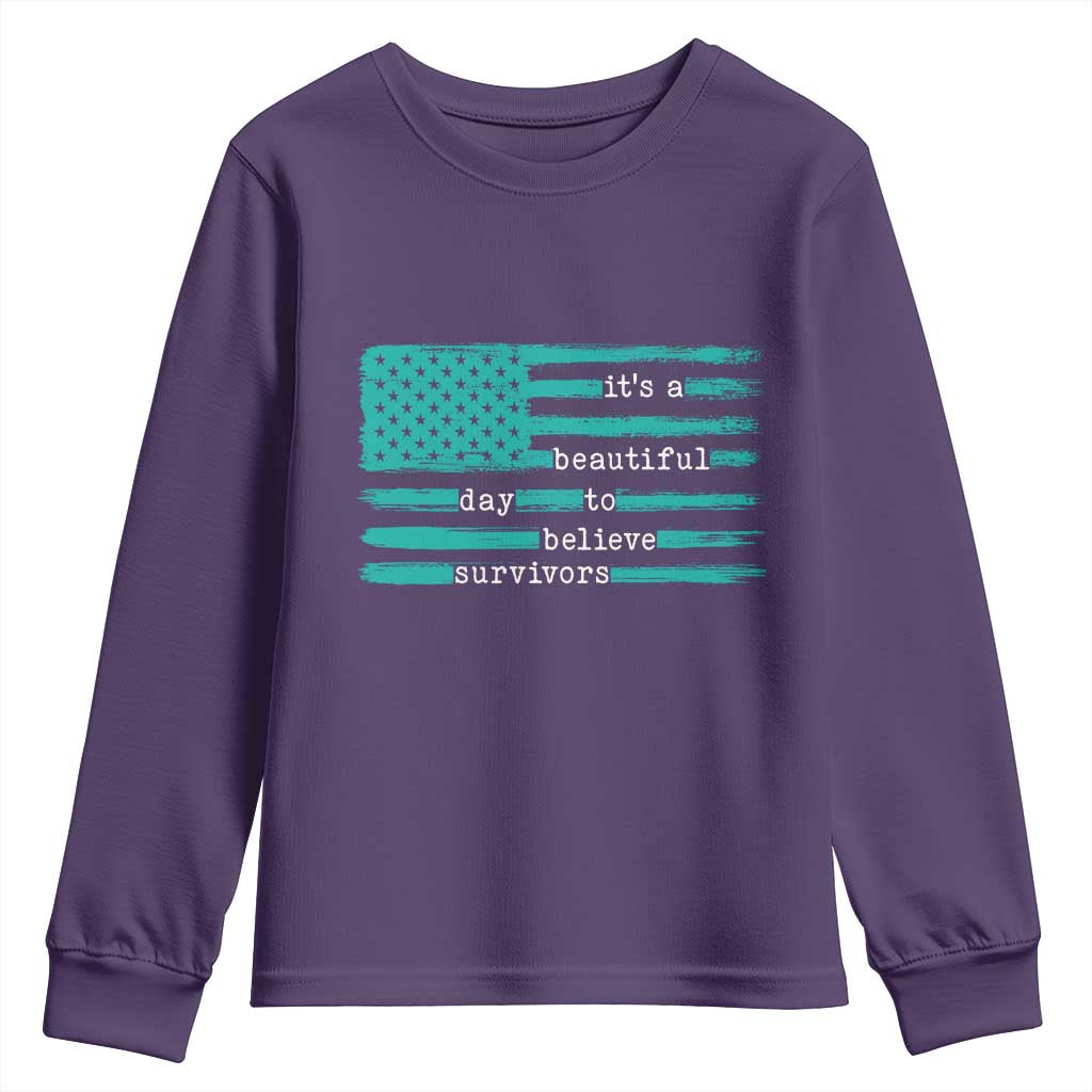 Sexual Assault Awareness Youth Sweatshirt It's a Beautiful Day To Believe Survivors TS14 Purple Print Your Wear