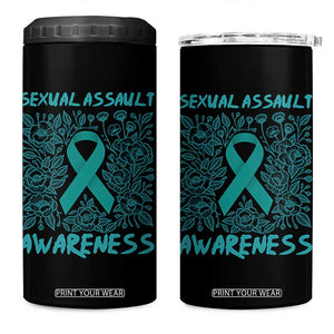 Sexual Assault Awareness Month 4 in 1 Can Cooler Tumbler TS14 One Size: 16 oz Black Print Your Wear