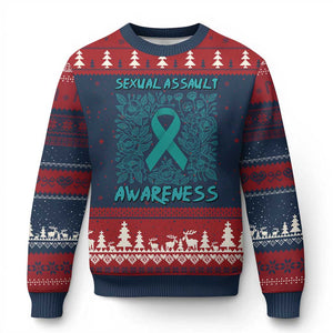 Sexual Assault Awareness Month Ugly Christmas Sweater TS14 Navy Red Print Your Wear