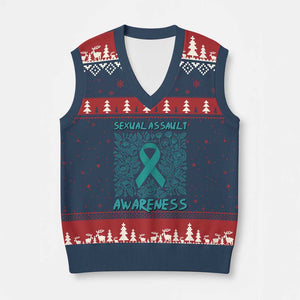 Sexual Assault Awareness Month V-Neck Knit Sweater Vest TS14 Navy Red Print Your Wear