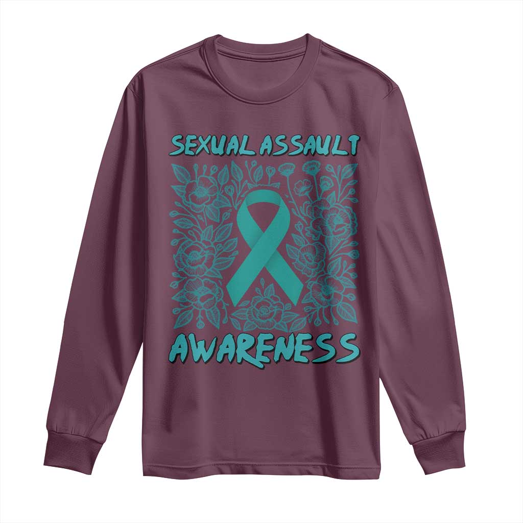 Sexual Assault Awareness Month Long Sleeve Shirt TS14 Maroon Print Your Wear