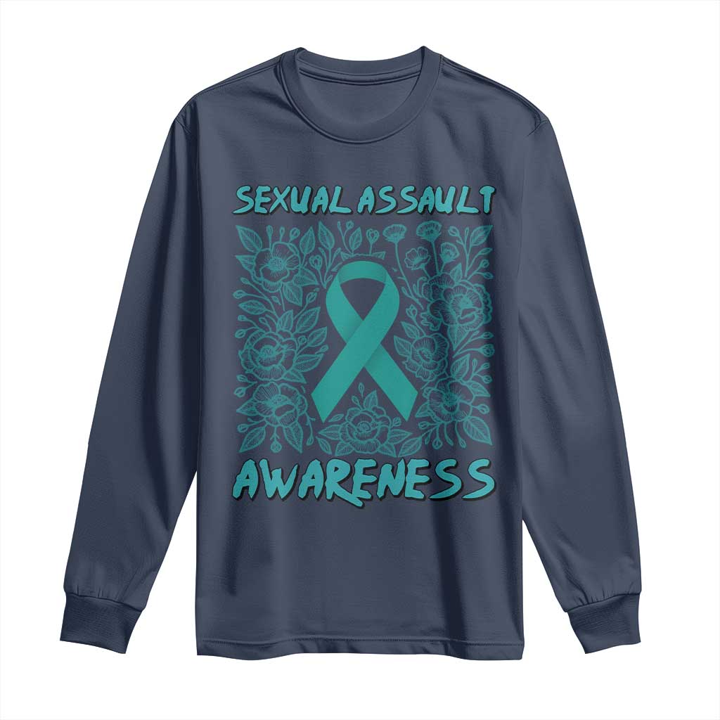 Sexual Assault Awareness Month Long Sleeve Shirt TS14 Navy Print Your Wear