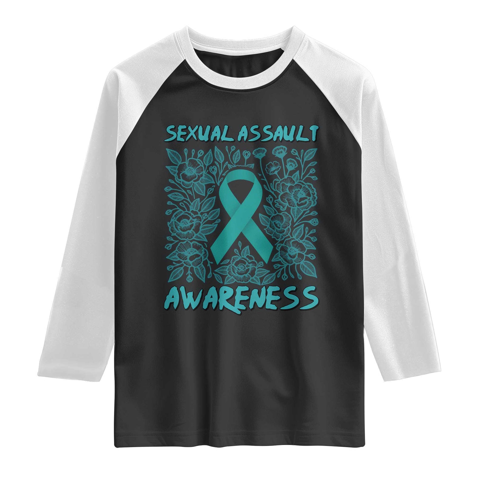 Sexual Assault Awareness Month Raglan Shirt TS14 Black White Print Your Wear