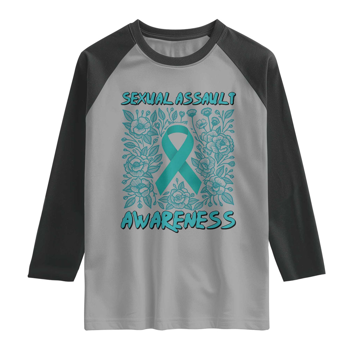 Sexual Assault Awareness Month Raglan Shirt TS14 Sport Gray Black Print Your Wear