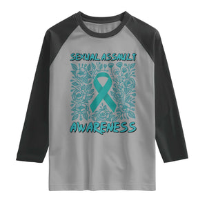 Sexual Assault Awareness Month Raglan Shirt TS14 Sport Gray Black Print Your Wear