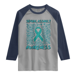 Sexual Assault Awareness Month Raglan Shirt TS14 Sport Gray Navy Print Your Wear