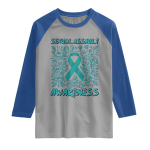 Sexual Assault Awareness Month Raglan Shirt TS14 Sport Gray Royal Print Your Wear