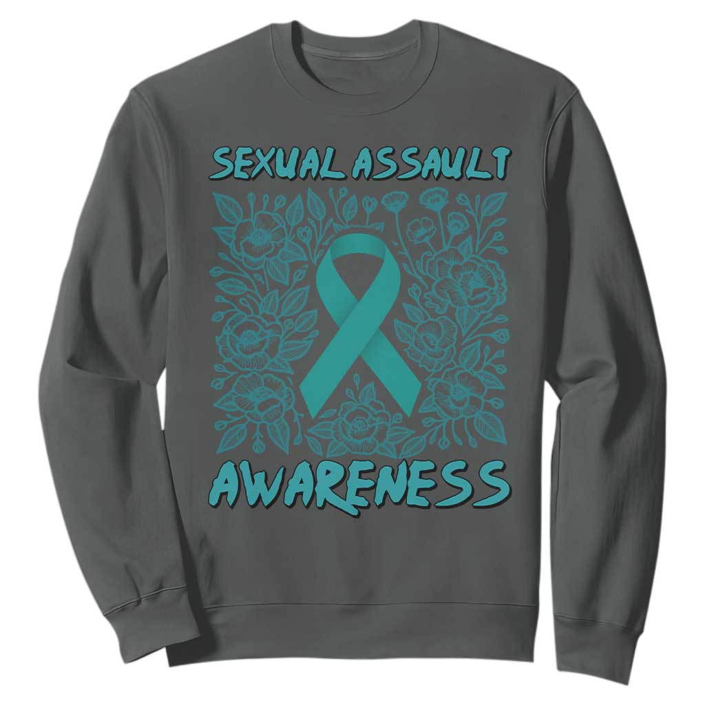 Sexual Assault Awareness Month Sweatshirt TS14 Dark Heather Print Your Wear
