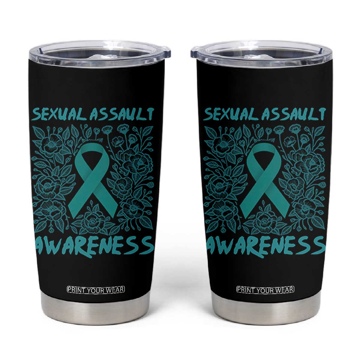 Sexual Assault Awareness Month Tumbler Cup TS14 Black Print Your Wear