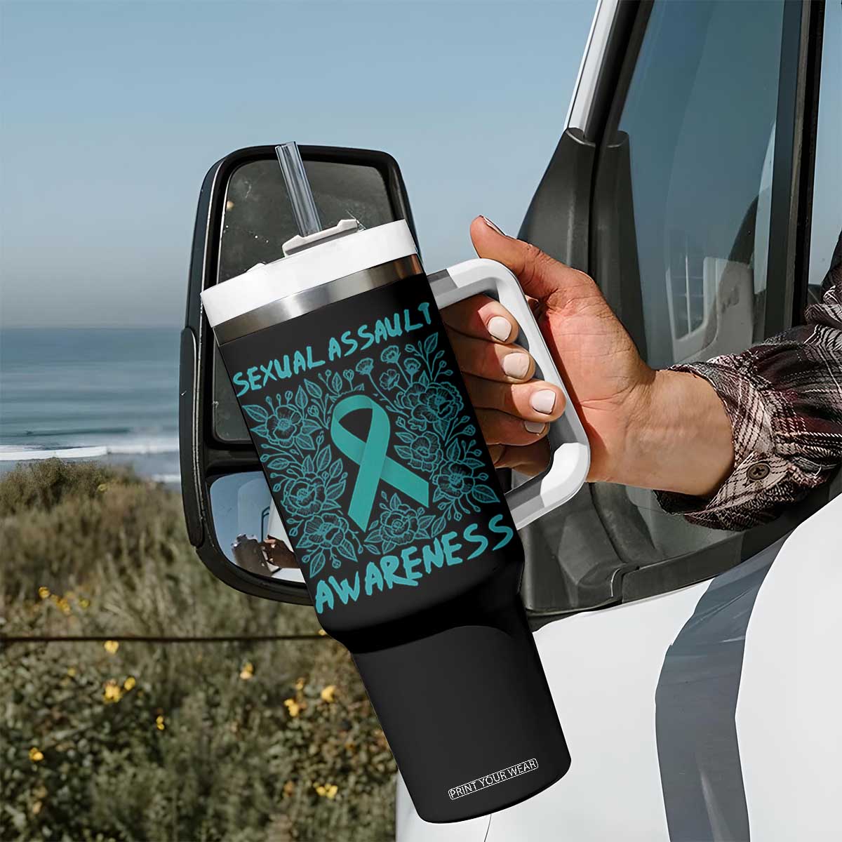 Sexual Assault Awareness Month Tumbler With Handle TS14 Print Your Wear