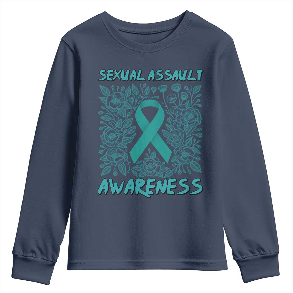 Sexual Assault Awareness Month Youth Sweatshirt TS14 Navy Print Your Wear