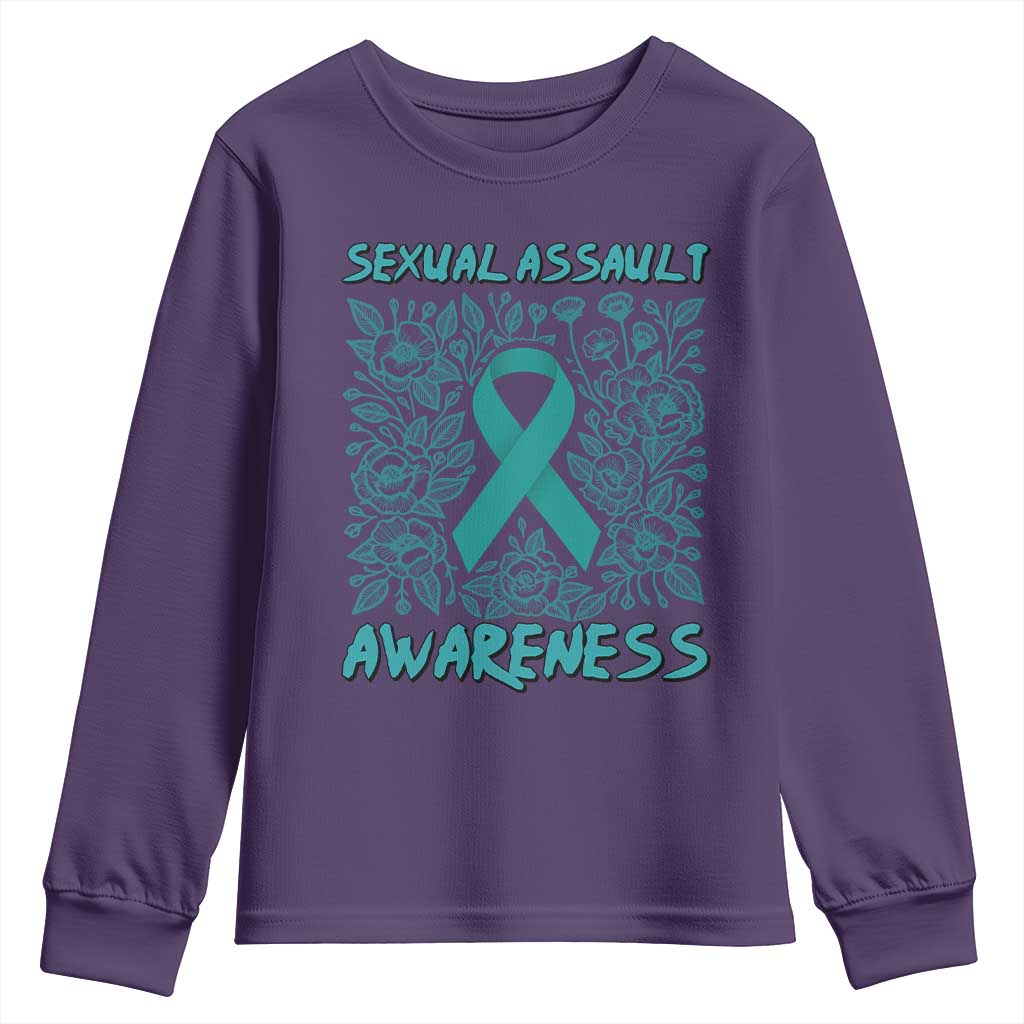 Sexual Assault Awareness Month Youth Sweatshirt TS14 Purple Print Your Wear