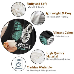 April Sexual Assault Awareness Throw Blanket Teal Ribbon Flower TS14 Print Your Wear