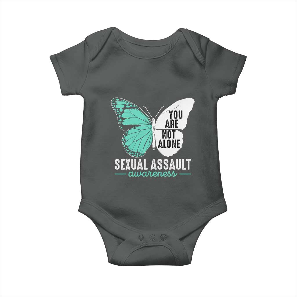 April Sexual Assault Awareness Baby Onesie Teal Ribbon Flower TS14 Dark Heather Print Your Wear