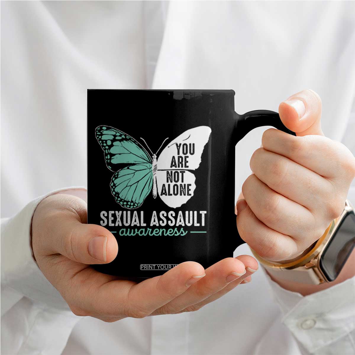 April Sexual Assault Awareness Coffee Mug Teal Ribbon Flower TS14 Print Your Wear