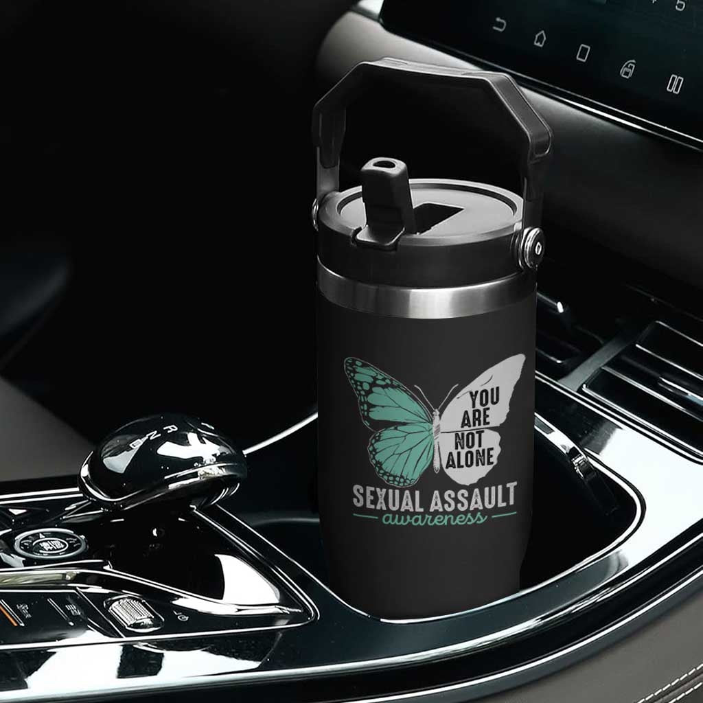 April Sexual Assault Awareness Flip Straw Tumbler Teal Ribbon Flower TS14 Print Your Wear