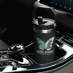 April Sexual Assault Awareness Flip Straw Tumbler Teal Ribbon Flower TS14 Print Your Wear