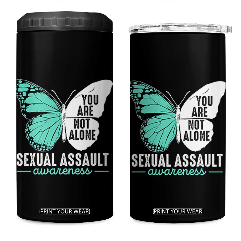 April Sexual Assault Awareness 4 in 1 Can Cooler Tumbler Teal Ribbon Flower TS14 One Size: 16 oz Black Print Your Wear