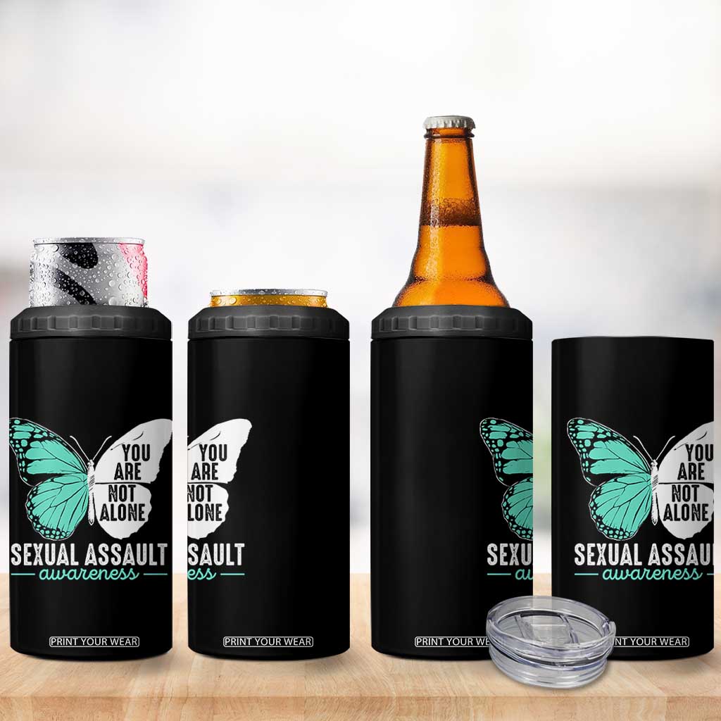April Sexual Assault Awareness 4 in 1 Can Cooler Tumbler Teal Ribbon Flower TS14 Print Your Wear