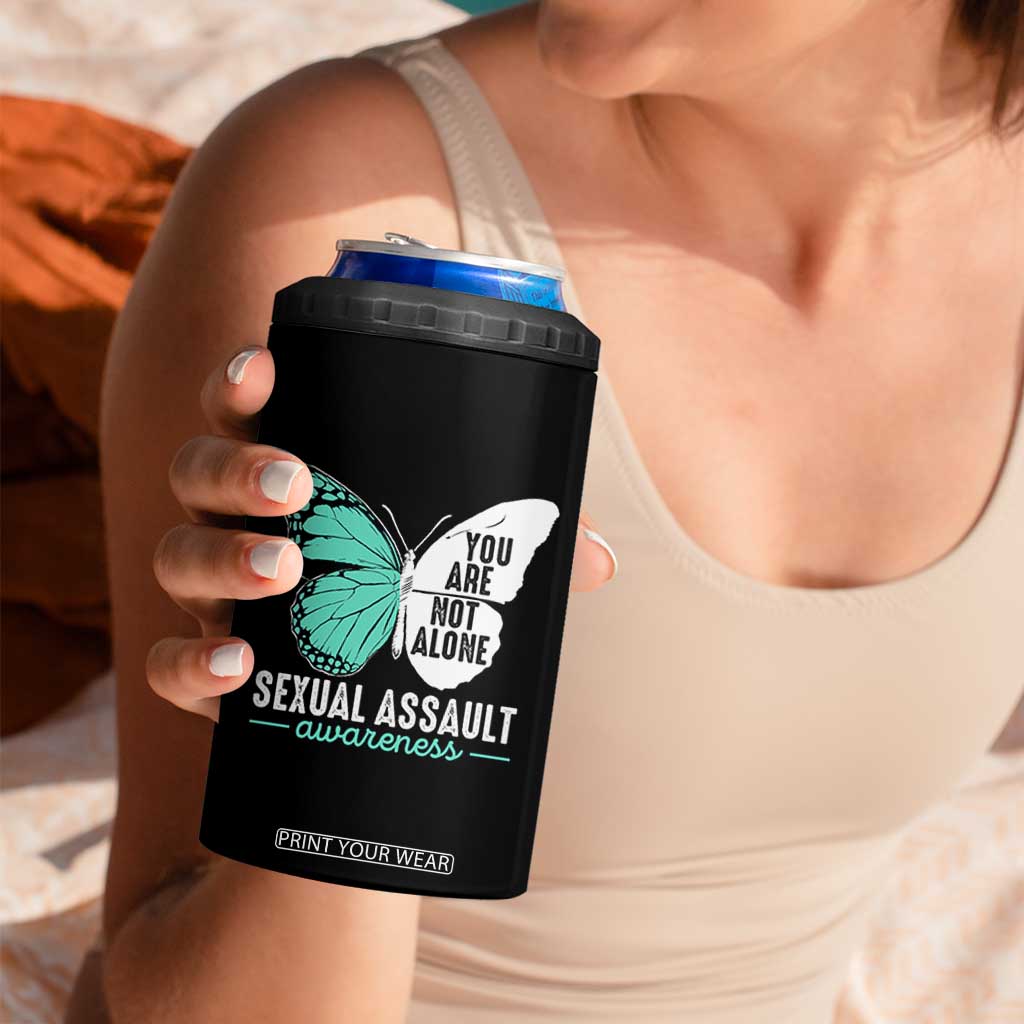 April Sexual Assault Awareness 4 in 1 Can Cooler Tumbler Teal Ribbon Flower TS14 Print Your Wear