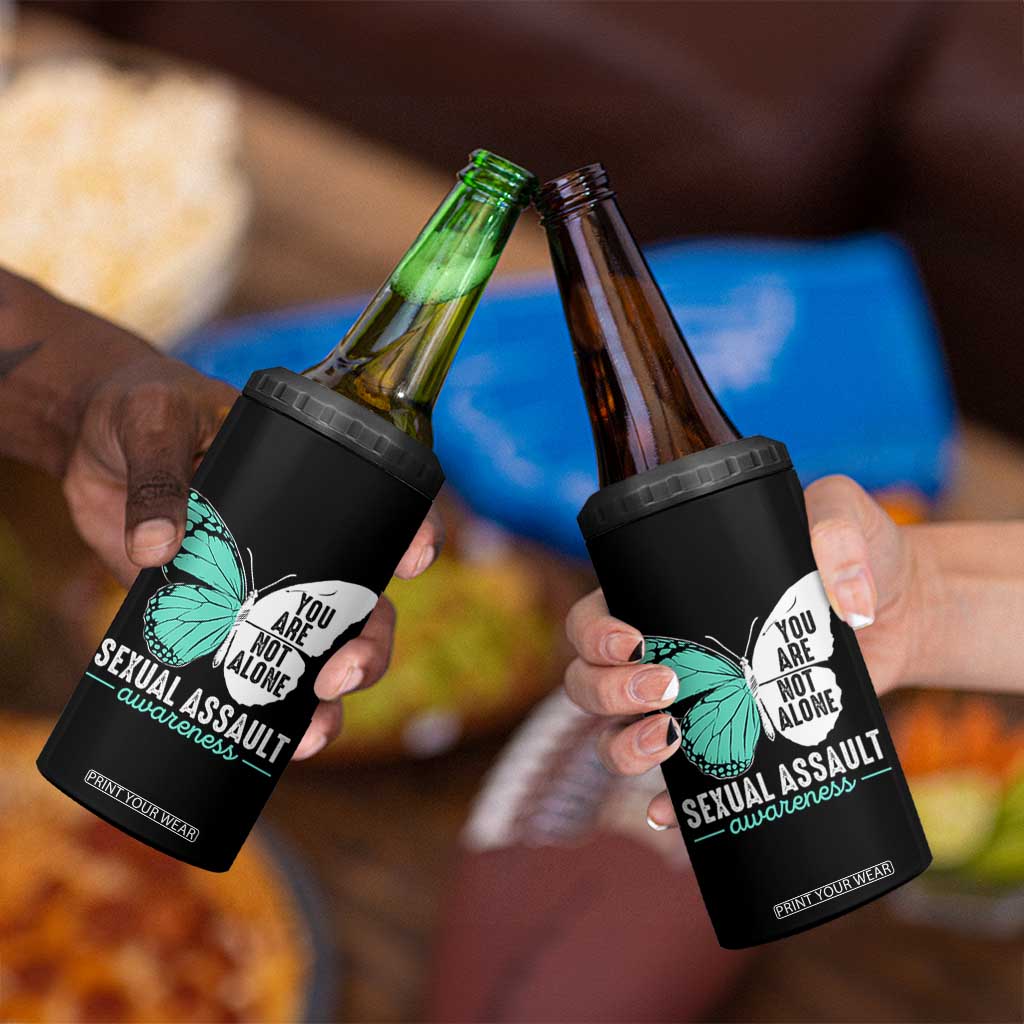 April Sexual Assault Awareness 4 in 1 Can Cooler Tumbler Teal Ribbon Flower TS14 Print Your Wear