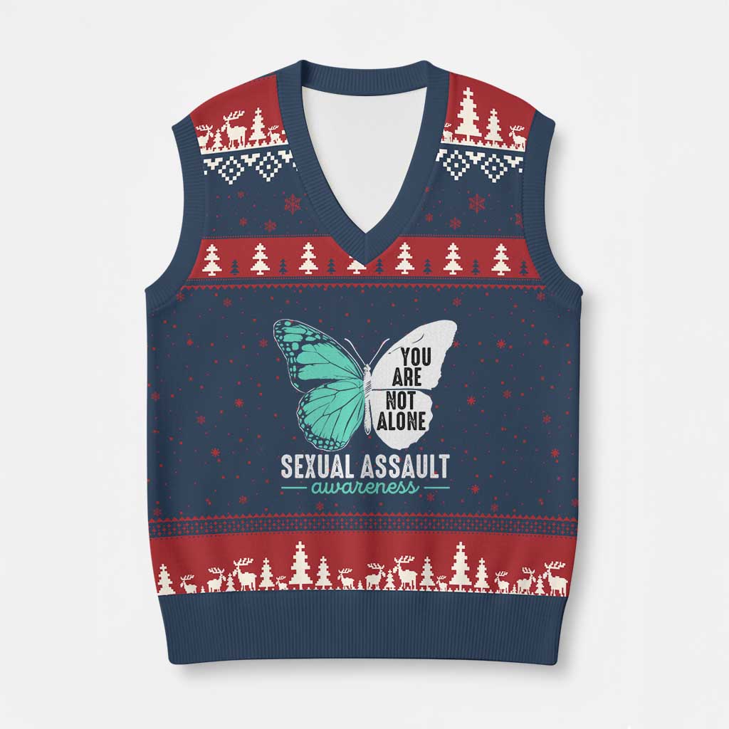 April Sexual Assault Awareness V-Neck Knit Sweater Vest Teal Ribbon Flower TS14 Navy Red Print Your Wear