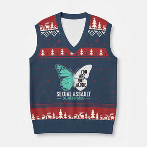 April Sexual Assault Awareness V-Neck Knit Sweater Vest Teal Ribbon Flower TS14 Navy Red Print Your Wear