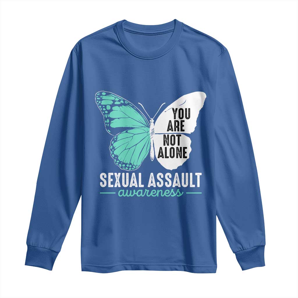 April Sexual Assault Awareness Long Sleeve Shirt Teal Ribbon Flower TS14 Royal Blue Print Your Wear