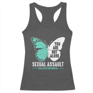 April Sexual Assault Awareness Racerback Tank Top Teal Ribbon Flower TS14 Dark Heather Print Your Wear