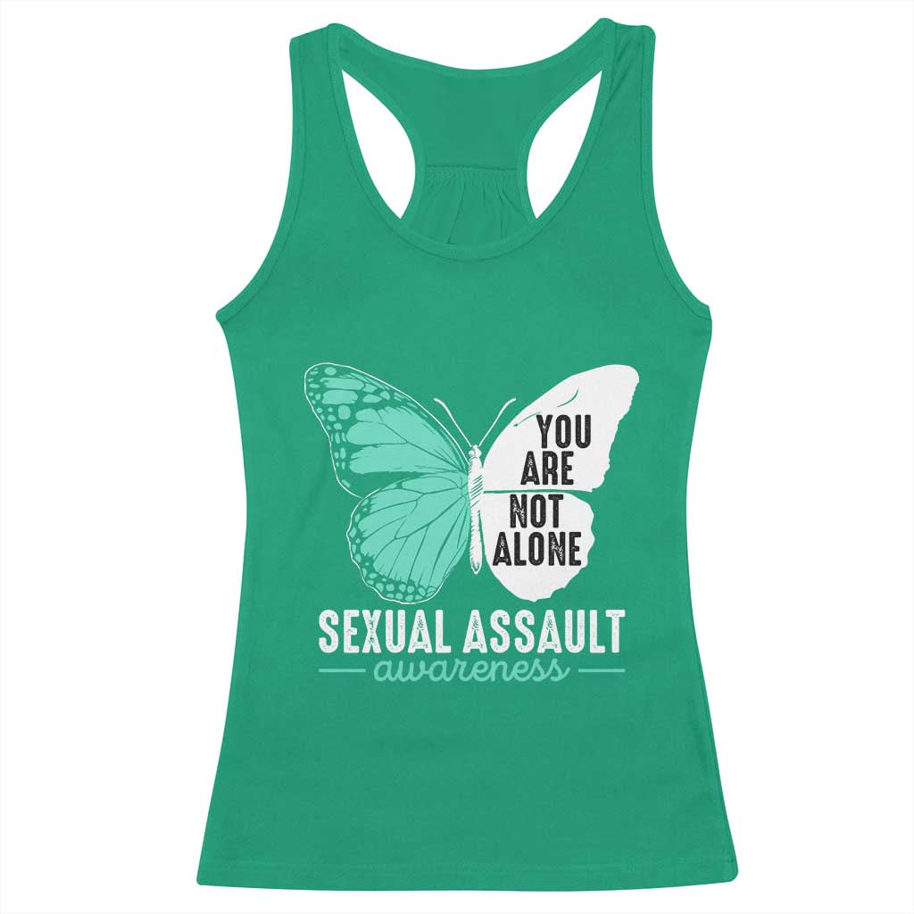 April Sexual Assault Awareness Racerback Tank Top Teal Ribbon Flower TS14 Irish Green Print Your Wear