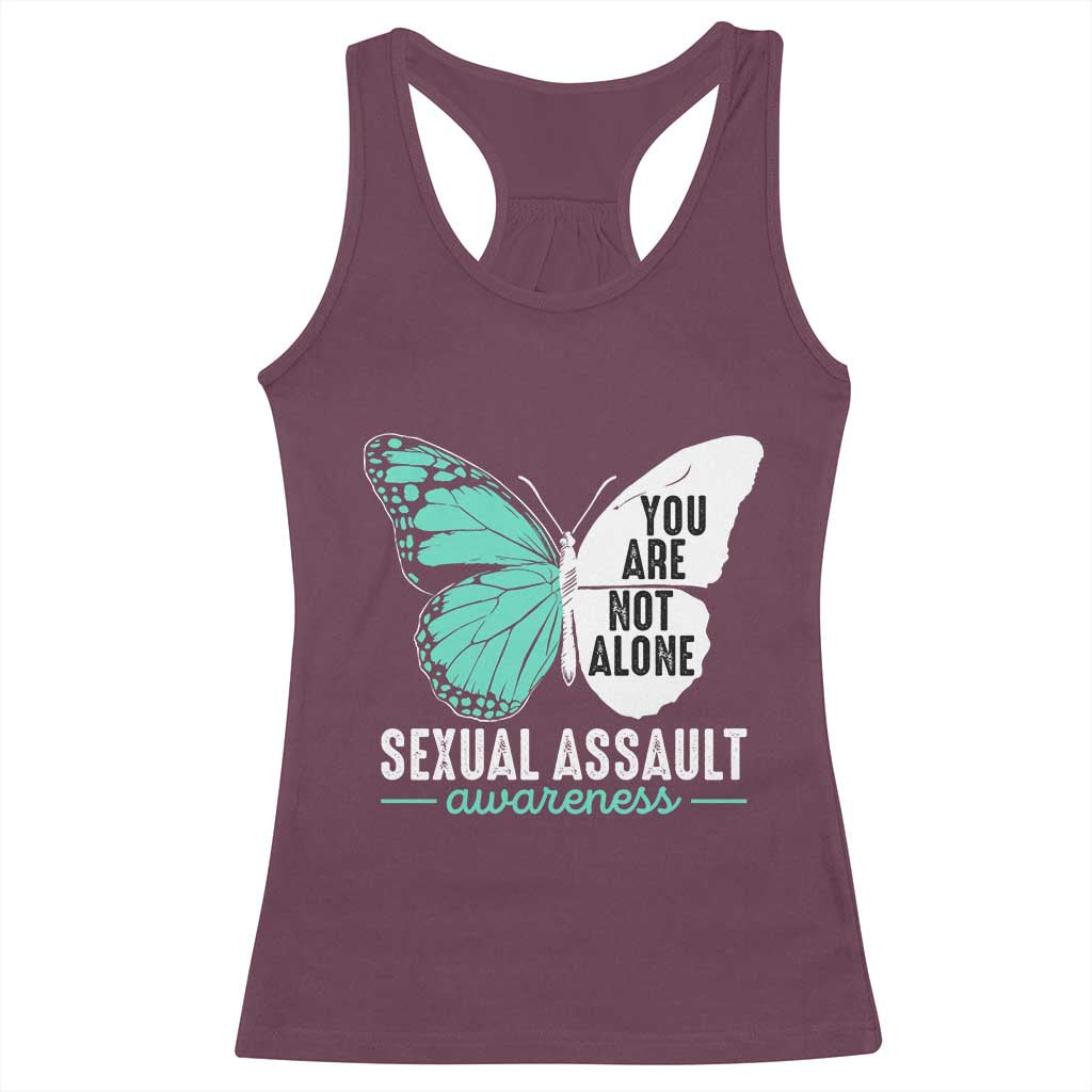 April Sexual Assault Awareness Racerback Tank Top Teal Ribbon Flower TS14 Maroon Print Your Wear
