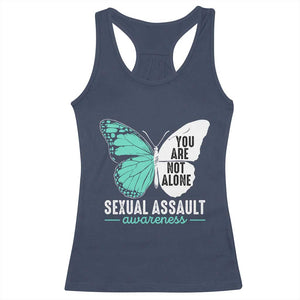 April Sexual Assault Awareness Racerback Tank Top Teal Ribbon Flower TS14 Navy Print Your Wear
