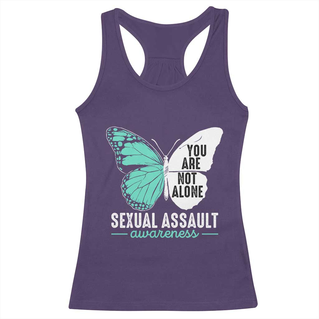 April Sexual Assault Awareness Racerback Tank Top Teal Ribbon Flower TS14 Purple Print Your Wear