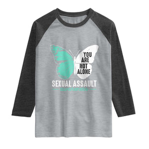 April Sexual Assault Awareness Raglan Shirt Teal Ribbon Flower TS14 Heather Gray Heather Charcoal Print Your Wear
