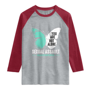 April Sexual Assault Awareness Raglan Shirt Teal Ribbon Flower TS14 Heather Gray Heather Red Print Your Wear